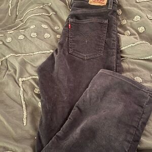 Grey Ribcage Ankle Straight Levi Corduroy Pants